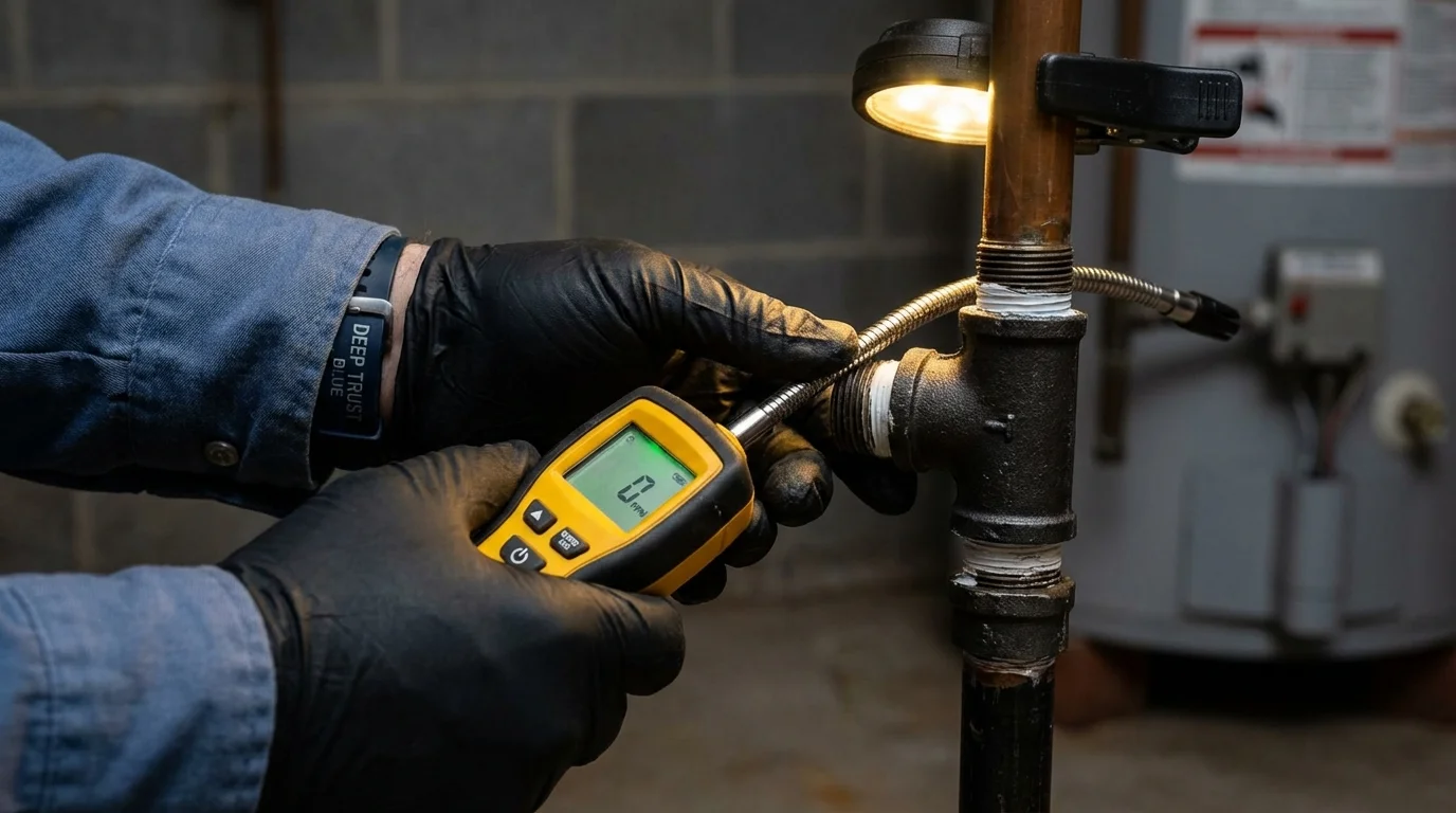 Gas leak detection with electronic sniffer by Johns Plumbing LLC in Palm Coast