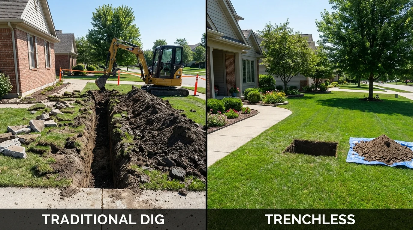 Trenchless sewer repair with minimal yard damage versus traditional excavation in Palm Coast, FL